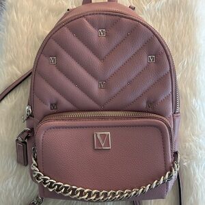 Pink Quilted Backpack with Chain Detail